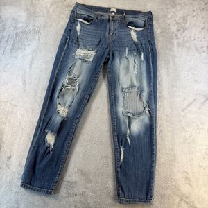 Sneak Peek Jeans Womens 9 Distressed Ripped Boyfriend Straight Leg Medium Wash